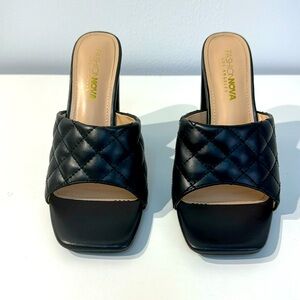 Black Quilted Mule Sandal